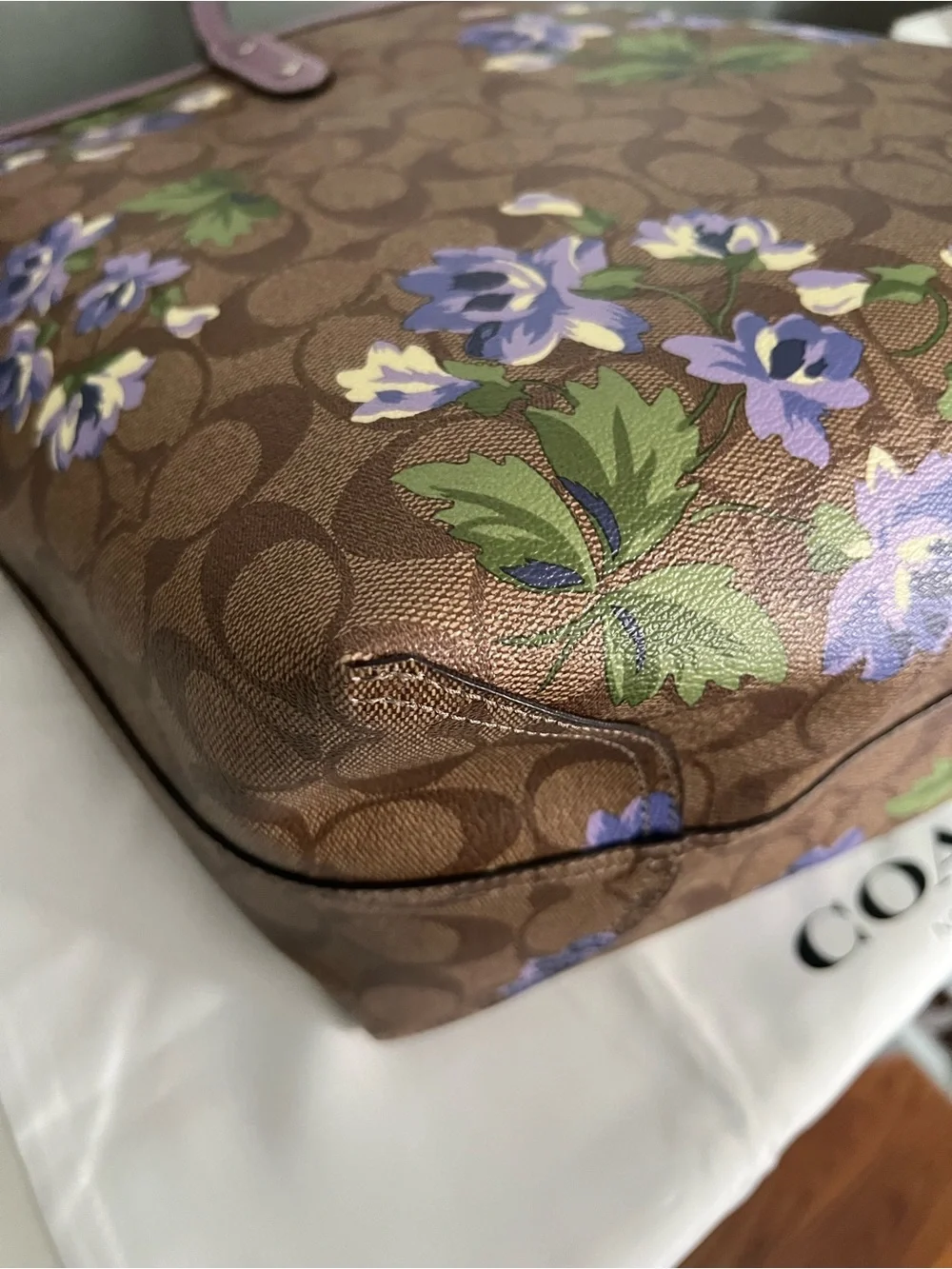 Coach Reversible City Tote in Signature Canvas with Lily Print & Pouch